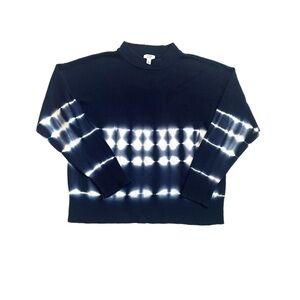 #3 CROWN & IVY ~ Navy Long Sleeve Sweater with White Ombré Geometric Design